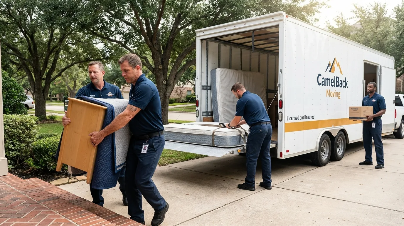 Crew loading residential truck for cross-state move from North Baltimore, OH