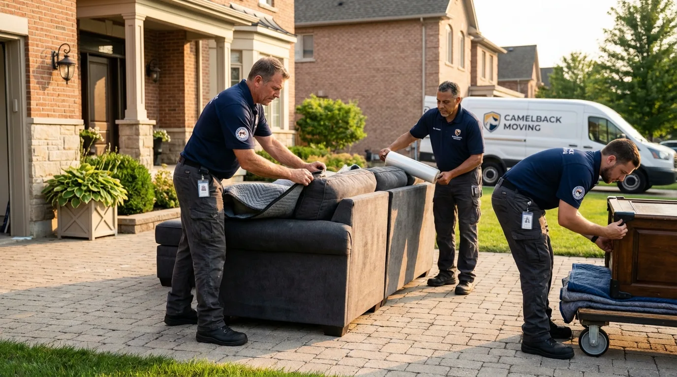 Large estate moving crew wrapping furniture in North Baltimore, OH