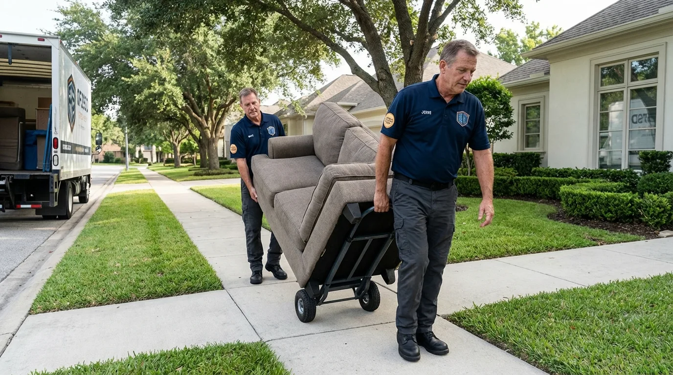 Local residential moving crew loading furniture in North Baltimore, OH