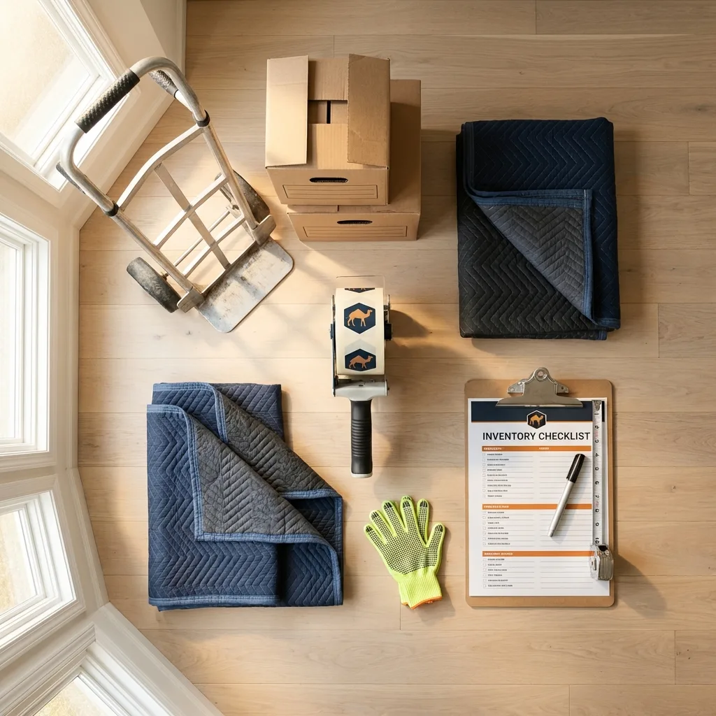 Professional moving supplies and packing materials layout for North Baltimore residential relocations